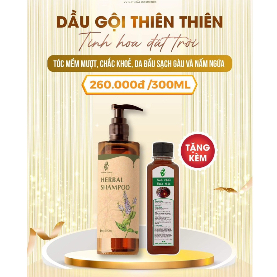 [CAO CẤP] DẦU GỘI THẢO DƯỢC VV Natural Cosmetic - Hàng cao cấp, thuần chay 100% giúp ngăn rụng, kích thích mọc tóc