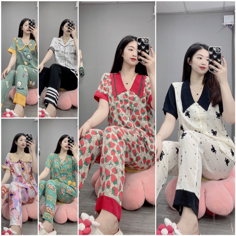 (Hình thật) Set Đồ bộ Pijama - Bộ lụa mango tay ngắn
