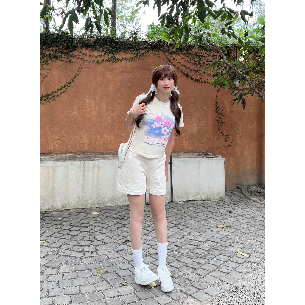 Quần shorts kaki mềm dập lai phối túi to đứng form DELI SHORTS - Sibling House