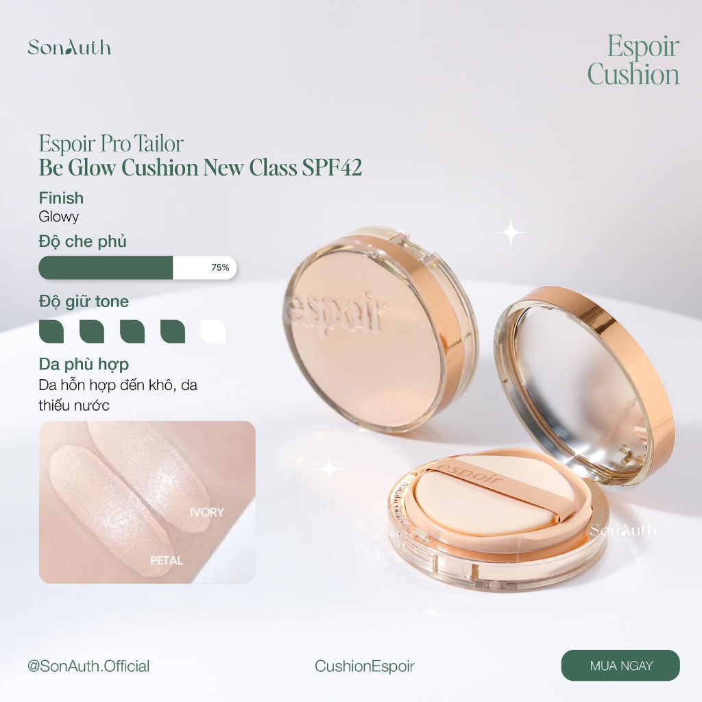 Phấn nước Espoir Pro Tailor Be Glow Cushion New Class SPF42 13g