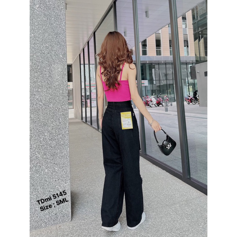 Quần jean nữ ống rộng M7 110 rách gối phong cách Hàn Quốc | BigBuy360 - bigbuy360.vn