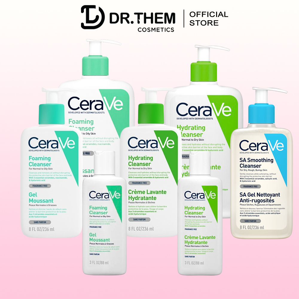 Sữa Rửa Mặt CeraVe SA Smoothing, Hydrating, Foaming Cleanser - Cho Da Dầu Mụn, Khô, Nhạy Cảm 88ml – 236ml – 473ml | BigBuy360 - bigbuy360.vn