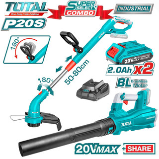 Bộ combo máy cắt cỏ , máy thổi bụi dùng pin 20v total tosli23024 tgtli20018 tabli20323