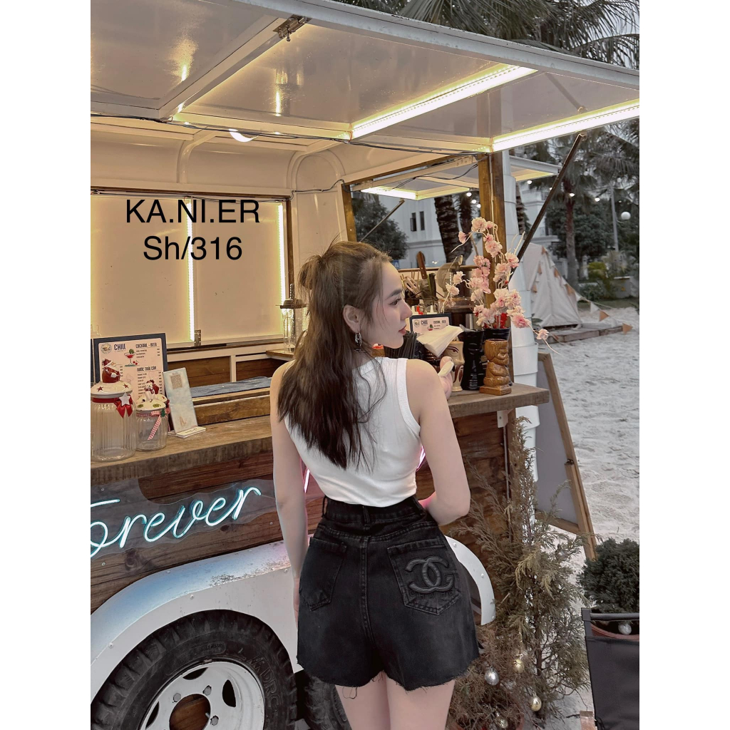Quần sooc jeans rách thêu cha.nel túi sau 2 màu 316(kèm ảnh thật)