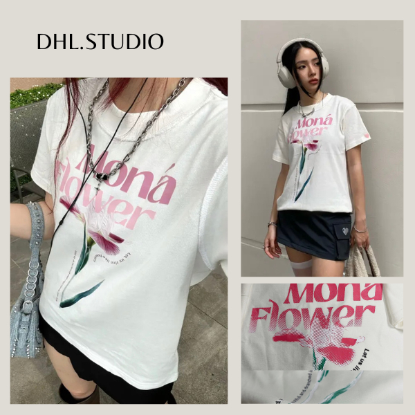 Babytee - Áo thun dáng baby màu trơn - Áo croptop trơn viền tay và cổ áo họa tiết D42