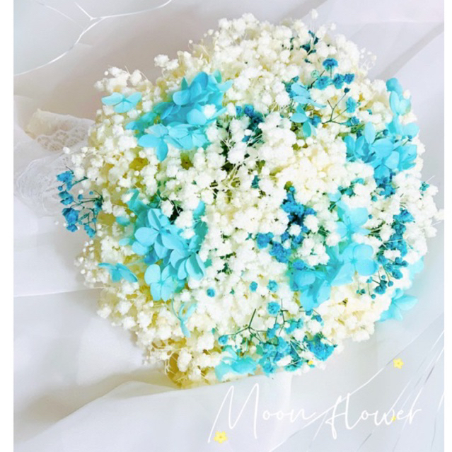 Hoa cưới cầm tay cô dâu làm bằng hoa khô TẶNG KÈM hoa cài áo chú rể