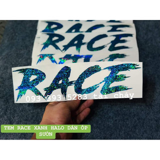 Tem race xanh kim tuyến dán ốp sườn