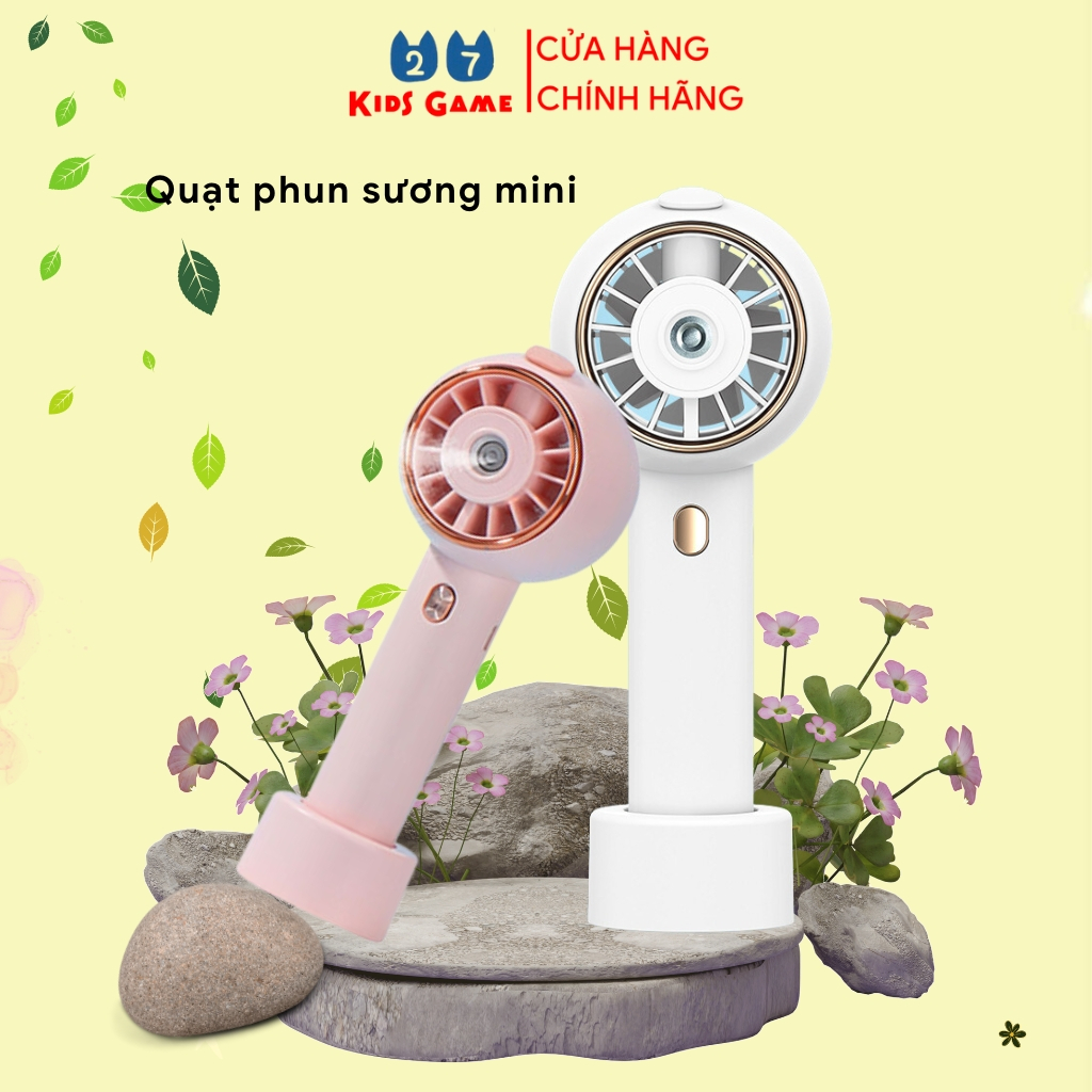 Quạt phun sương cầm tay mini, quạt tích điện cầm tay, 3 tốc độ gió - 27Kids Game