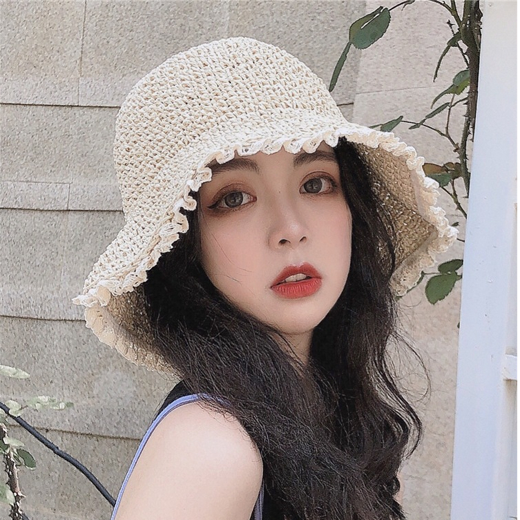 Mũ Cói Nón Cói Viền Ren Dáng Bucket chống nắng đi biển Mẫu hot Trendy 2023 Hayna Hats M117