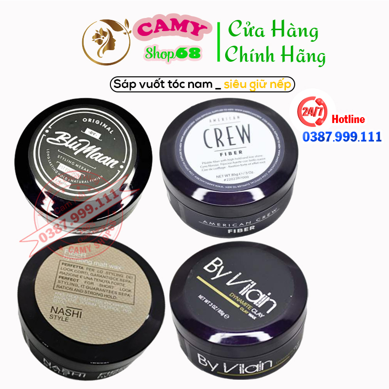 Sáp (wax)Vuốt Tóc Nam Tạo Kiểu Giữ Nếp Chuyên Nghiệp CREW FIBER , BY VILAIN ,BLUMAN ORIGINAL ĐEN 100gr