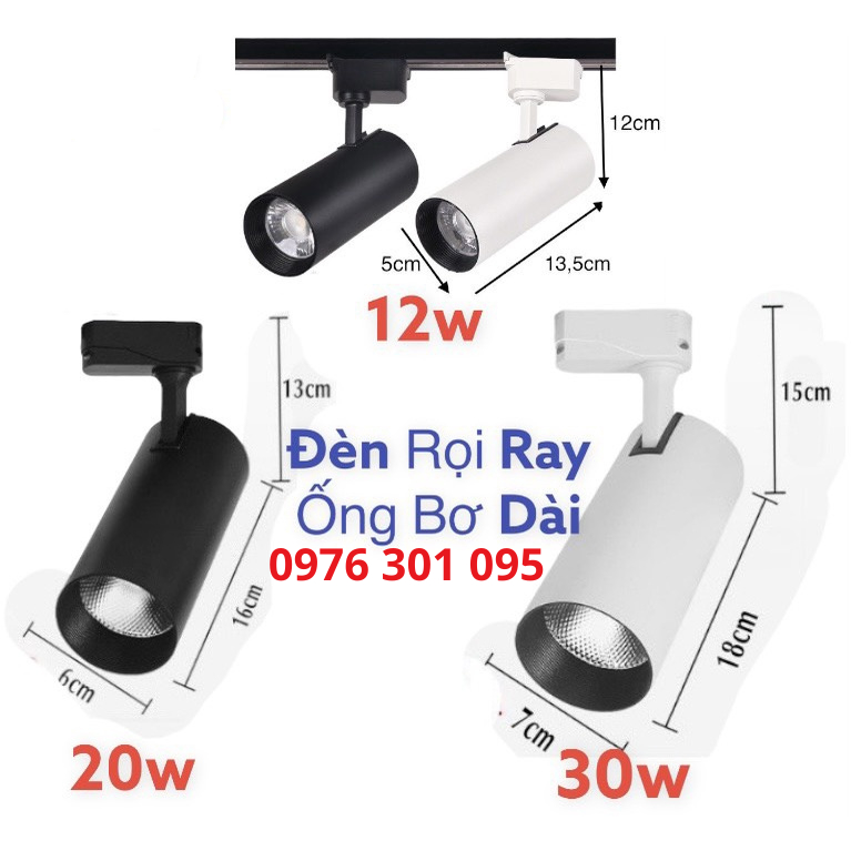 Đèn RỌI Dài 12W/20W/30W, 3 Đèn + 1 Thanh Ray 1m (Trắng - Vàng - 4000k), Trang Trí Shop, Tiết Kiệm Điện