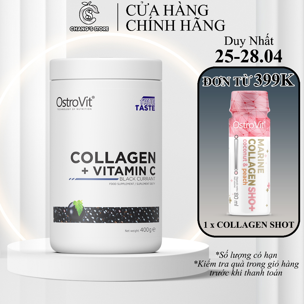 Ostrovit Hydrolyzed Collagen + Vitamin C - 400g Dạng Bột