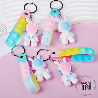 Móc khóa thỏ phi hành gia hoạt hình siêu dễ thương, kèm dây Push Pop