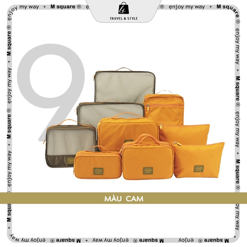 Bộ 9 túi đựng đồ du lịch Block Colour Msquare®️Chính hãng giá tốt