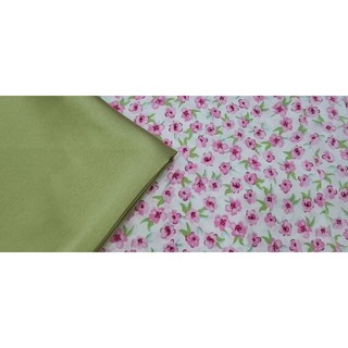 Vải lụa may áo dài hoa nhí hồng (1 áo, 1 quần)