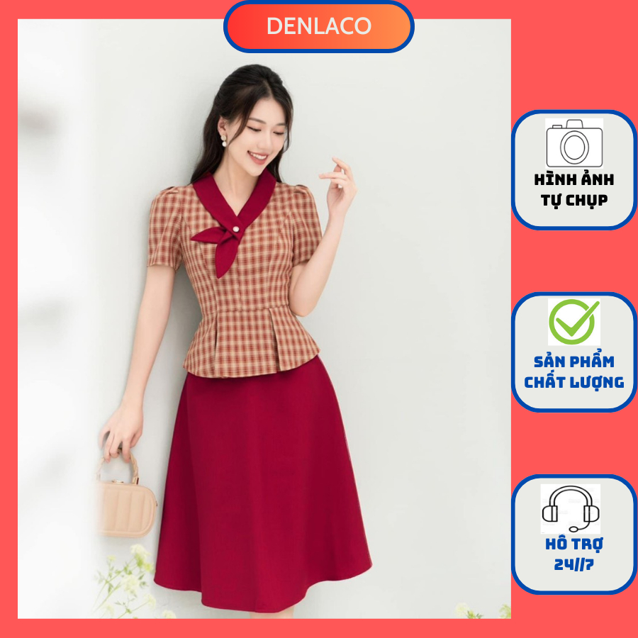Váy Công Sở Kèm Chân Váy Xòe Hàng Thiết Kế Chất Liệu Cao Cấp DENLACO - Hàng công sở