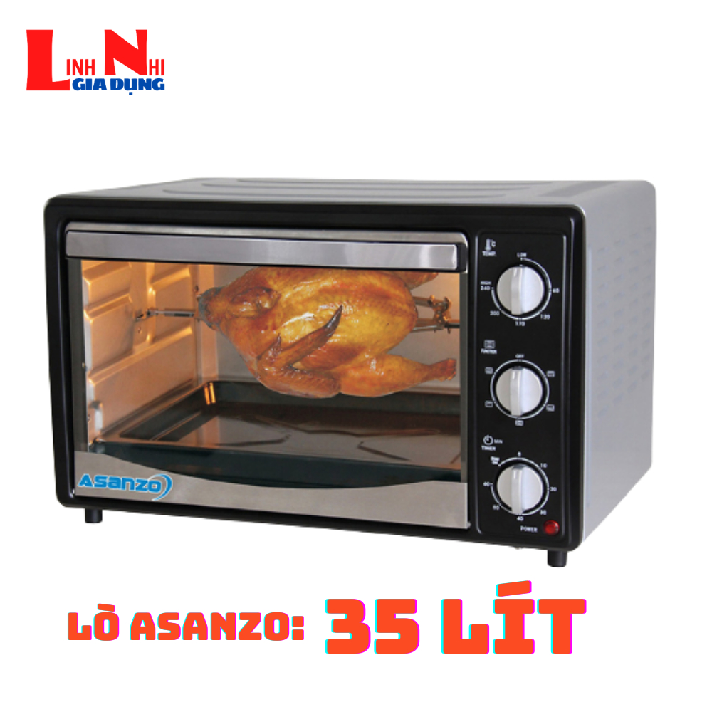 Lò Nướng Điện Đa Năng 35 Lít Asanzo EV-35A1, Công Suất Lớn 1500W Nướng Bánh Nhanh- Gia Dụng Linh Nhi