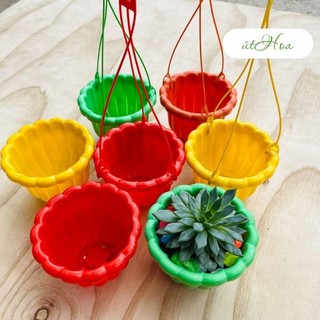 Combo 10 chậu nhựa treo mini, chậu trồng sen đá xương rồng