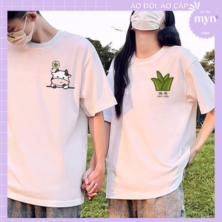 Áo thun cặp đôi chất cotton, form rộng siêu đẹp, Áo phông cặp đôi Unisex Nam Nữ
