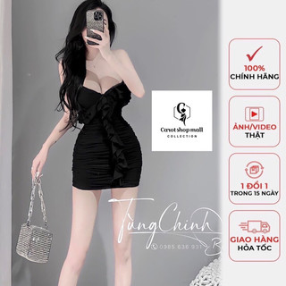 Đầm body gân nhúng bèo - có mút ngực - carotshop