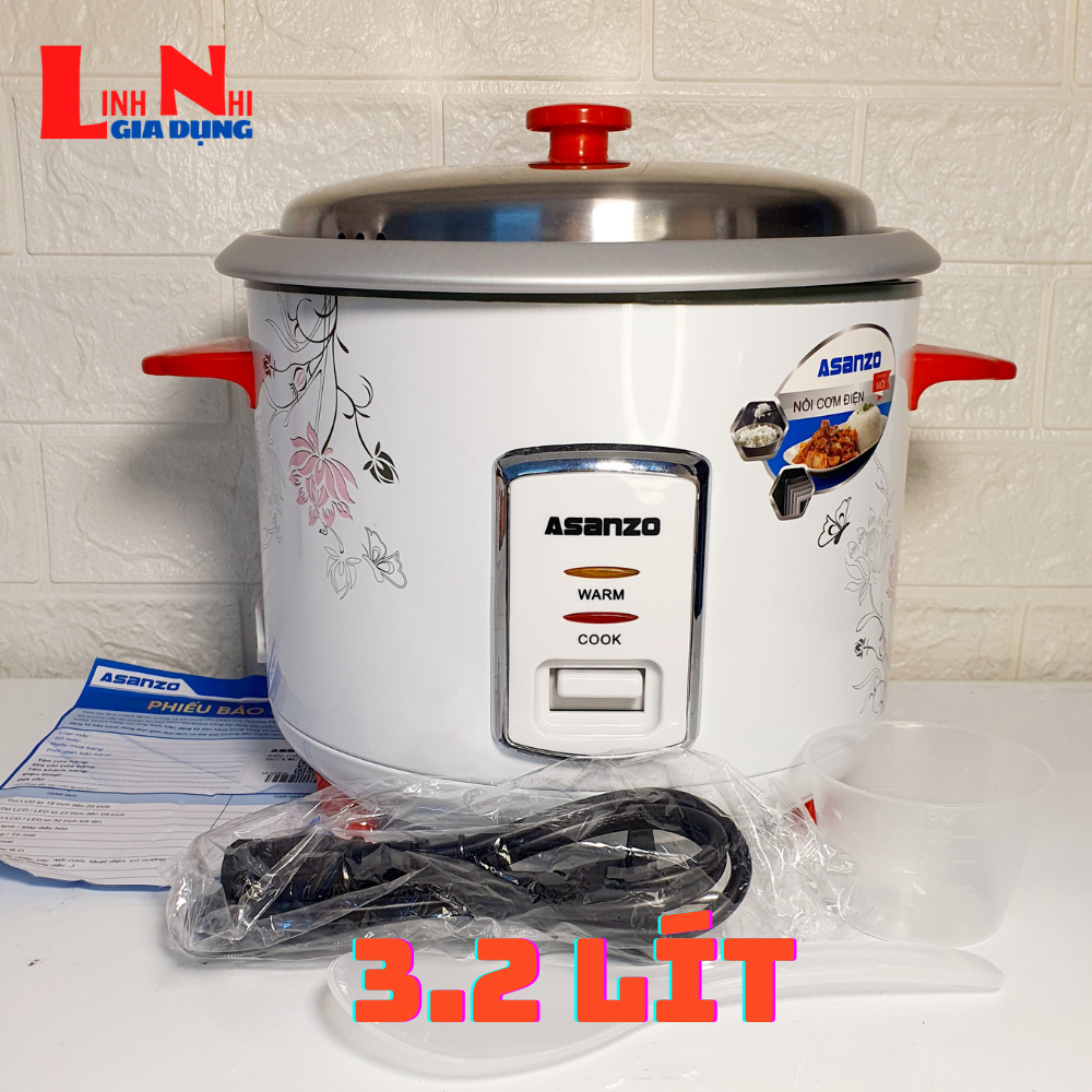 Nồi Cơm Điện Nắp Rời 3.2 Lít RC-30WR Asanzo Công Suất 1000W Nấu Cơm, Cháo Nhanh- Gia Dụng Linh Nhi