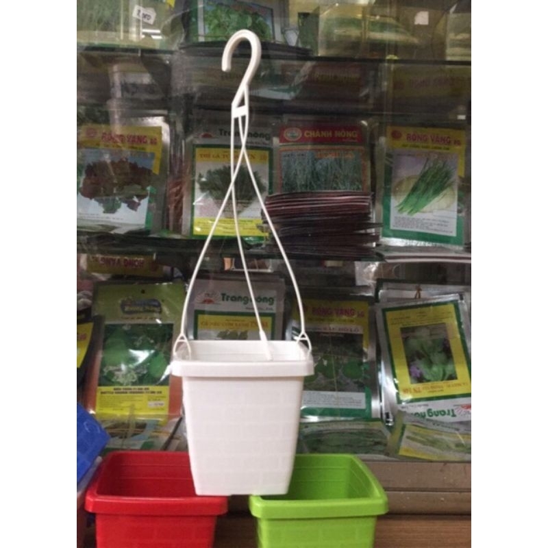 Combo 10 chậu nhựa vuông mini kèm dây treo, chậu trồng sen đá xương rồng
