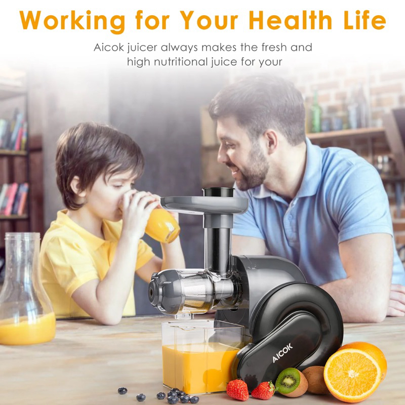 Máy Ép Chậm Trục Ngang AICOK AMR-519, Máy Ép Trái Cây, Rau Củ Thương Hiệu Đức