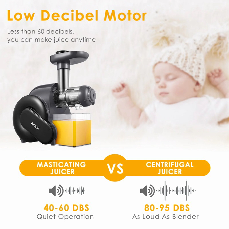 Máy Ép Chậm Trục Ngang AICOK AMR-519, Máy Ép Trái Cây, Rau Củ Thương Hiệu Đức