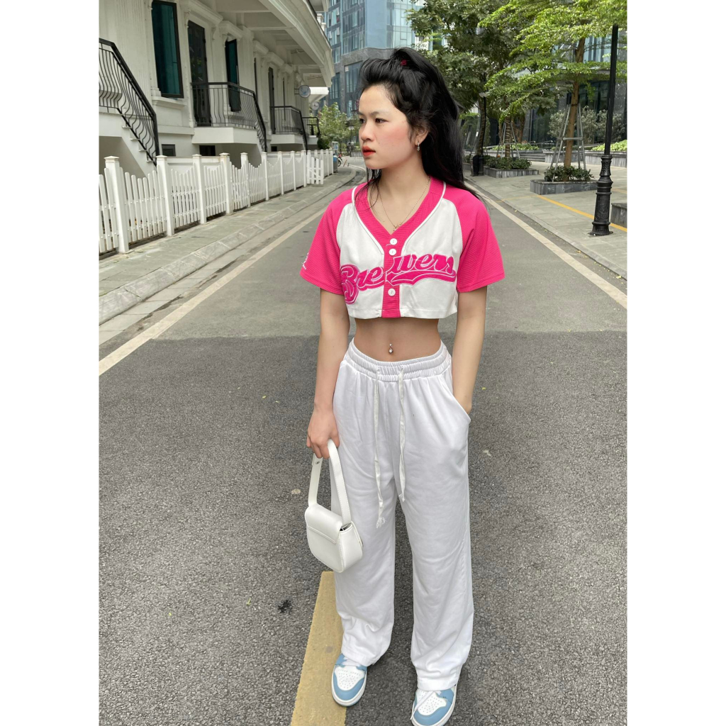 Aó croptop bóng chày DJ mie