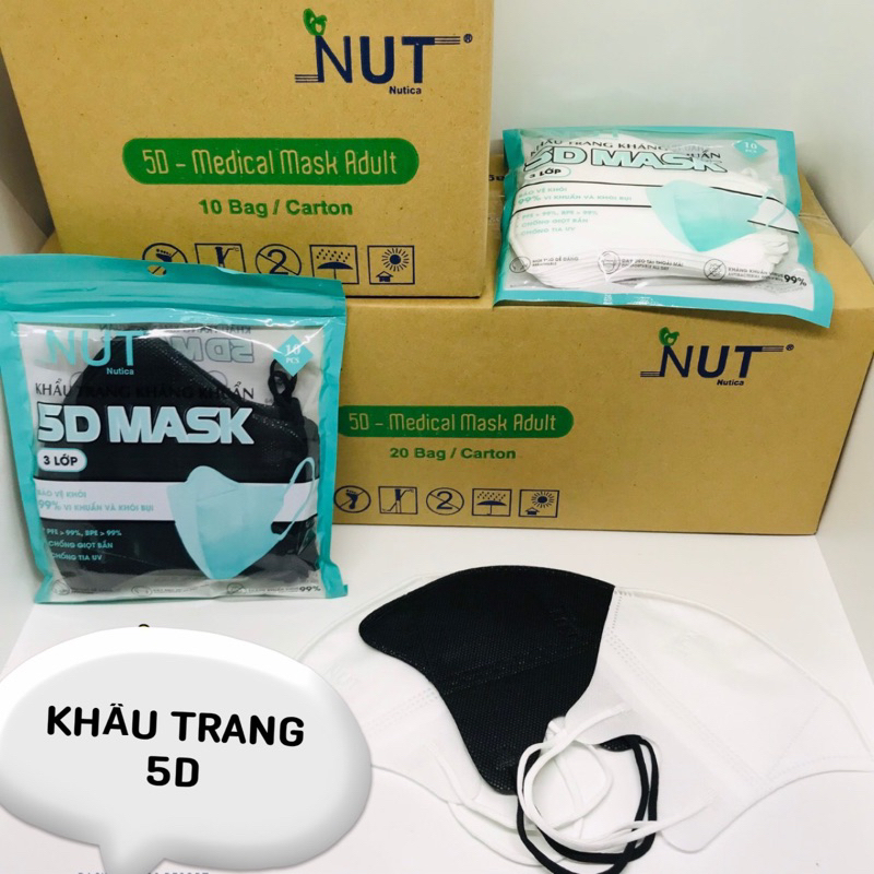 (Thùng 100 cái) KHẨU TRANG 5D HÀN QUỐC NUTICA_BẢO VỆ TỐI ĐA