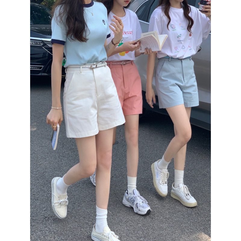 [ Hàng order 10-15days ] Quần sooc kaki nữ cap cao phong cách Hàn Quốc A58