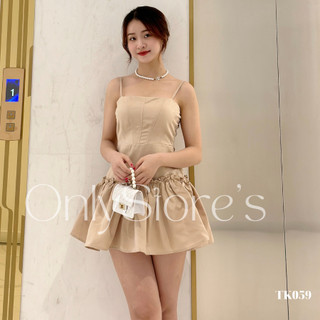 TK059 Đầm tacta 2 dây dáng xòe phồng
