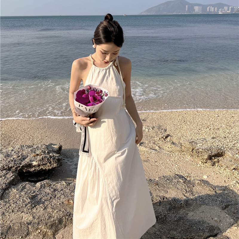 Đầm maxi đi biển màu trắng hở lưng đan dây kiểu mới sexy nữ size S/M/L chỉ có tại Luxieu Garden🌸 SKU7792