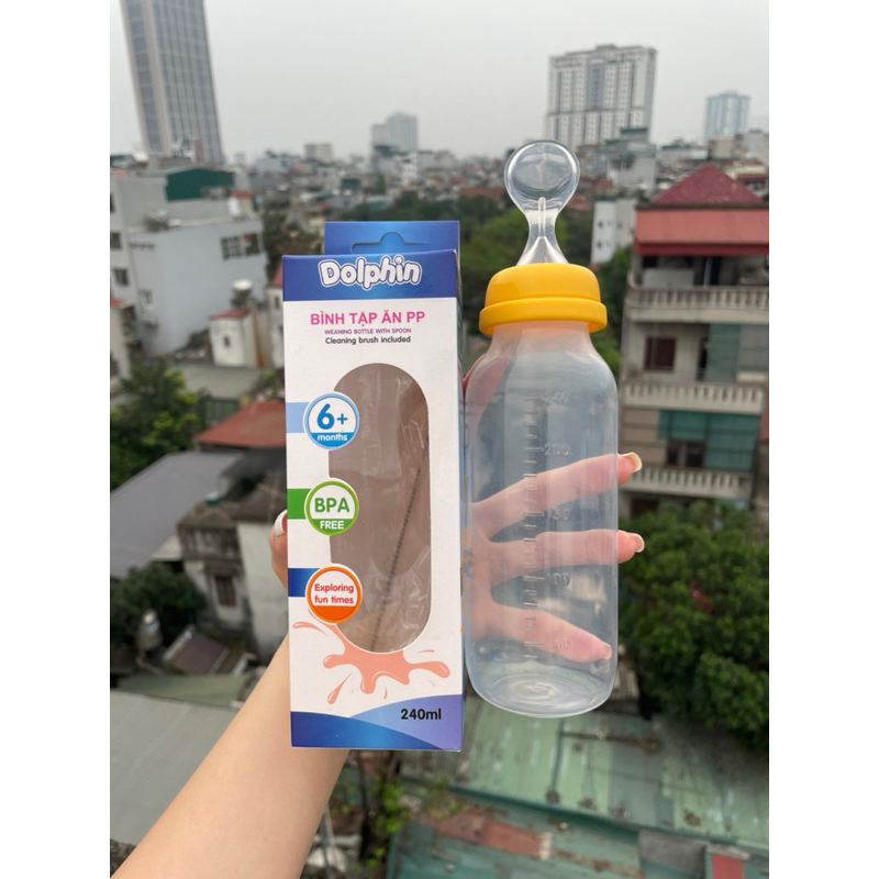Bình tập ăn nhựa PP 240ml Dolphin