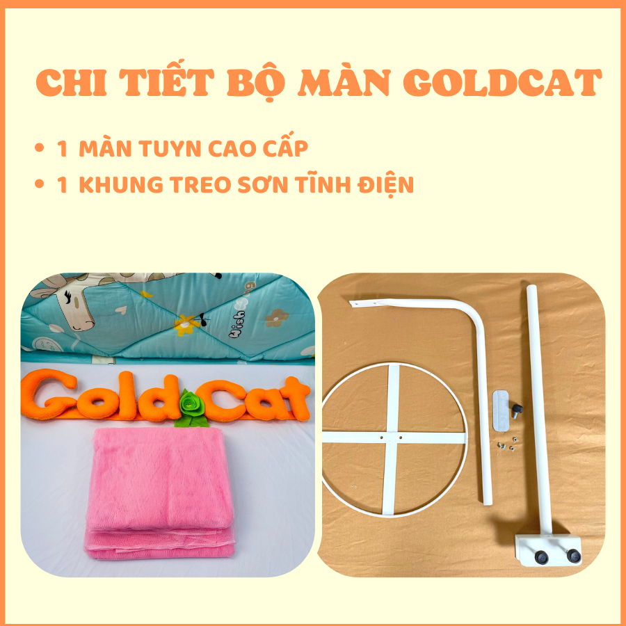 [HOT]Màn Nôi Cũi Cho Bé GOLDCAT BM Chất Vải Mắt Lưới Và Khung Treo Tăng Chỉnh Chiều Cao Bảo Vệ Bé Khỏi Côn Trùng