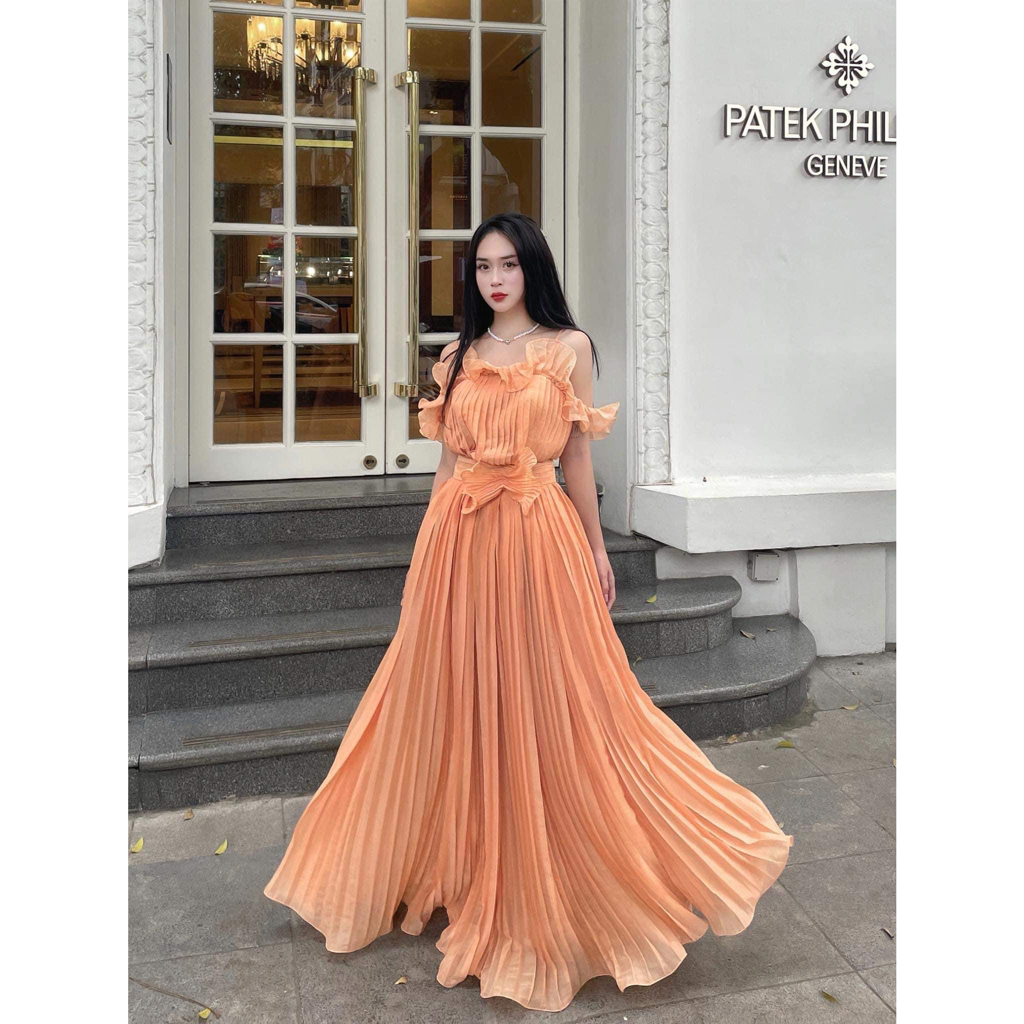 Váy hai dây xếp ly dáng dài maxi Thuỳ Ngô Thanh Store