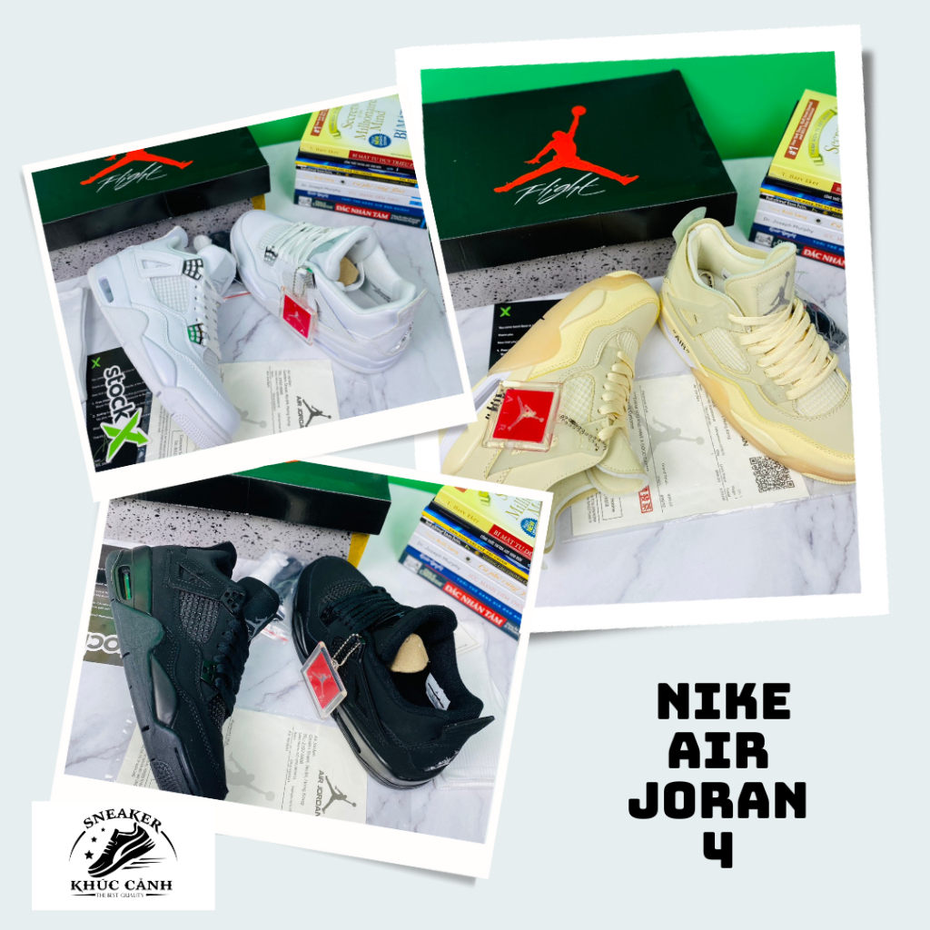 Giày sneaker AJ4 White Cement  - Bản da nhăn Fullbox - GIÀY KHÚC CẢNH