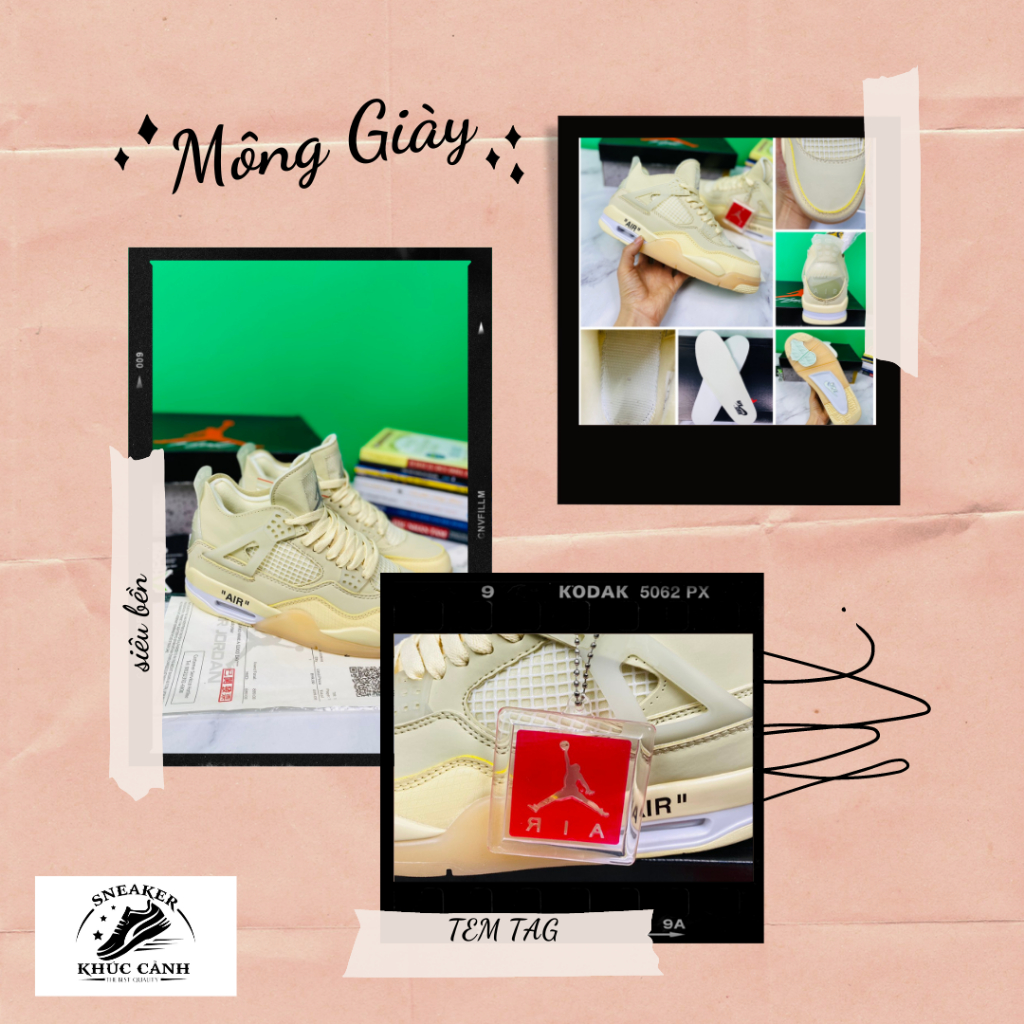 Giày sneaker AJ4 White Cement  - Bản da nhăn Fullbox - GIÀY KHÚC CẢNH