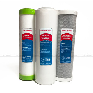 Bộ 3 lõi lọc nước 123 CTO Sunhouse than hoạt tính dạng nén