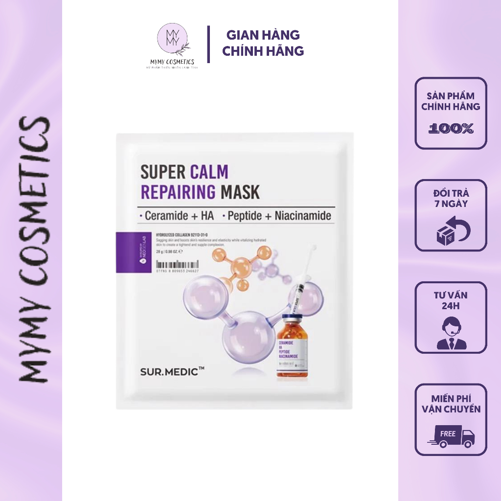 Mặt Nạ Phục Hồi Làm Dịu Da Cấp Tốc Sur.Medic Super Calm Repairing Mask 28g