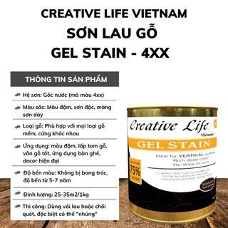 Gel Stain 800g - Sơn lau màu cho gỗ gốc nước Creative Life Vietnam mã 4xx