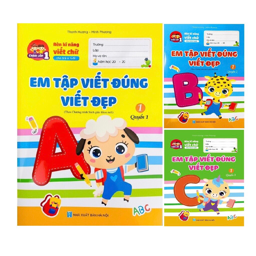 Sách - Combo 3 Cuốn Vở Em Tập Viết Đúng,Viết Đẹp Dành Cho Bé 6 Tuổi  -Theo chương trình sách giáo khoa mới