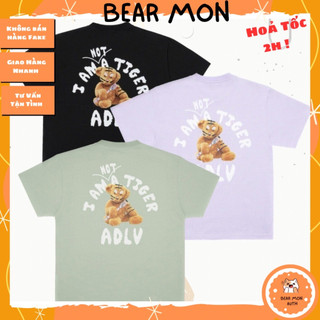Áo Phông Nam Nữ ADLV Tiger Teddy Bear Doll Short Sleeve T-Shirt Màu đen xanh tím