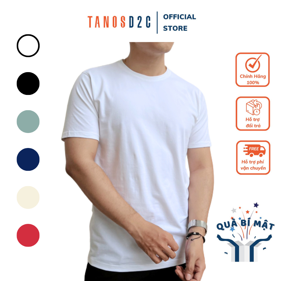 Áo Thun Nam Cổ Tròn Basic TANOSD2C Vải Cotton Dày Dặn Co Giãn, Thoáng Mát, Hút Mồ Hôi, Phông Trơn Tay Ngắn - A01-130
