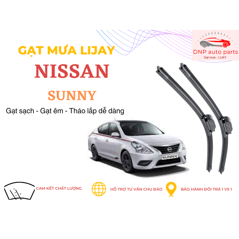 Gạt mưa ô tô LIJAY cho NISSAN Sunny - Silicon thân mềm chính hãng