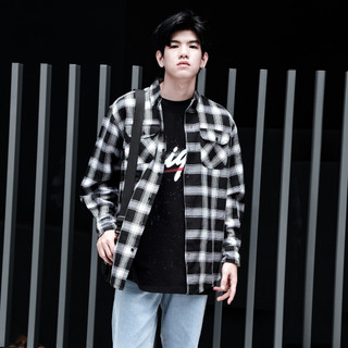 Áo Sơ Mi Flannel Màu Trắng Sọc Đen