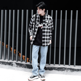 Áo Sơ Mi Flannel Màu Trắng Sọc Đen