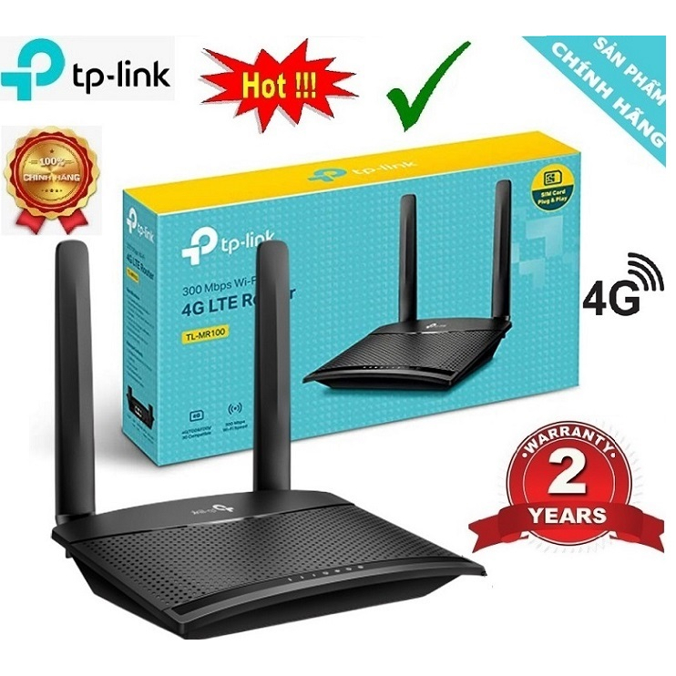 Bộ Phát WiFi Router 4G LTE MR100 TPLink Có Cổng Lan