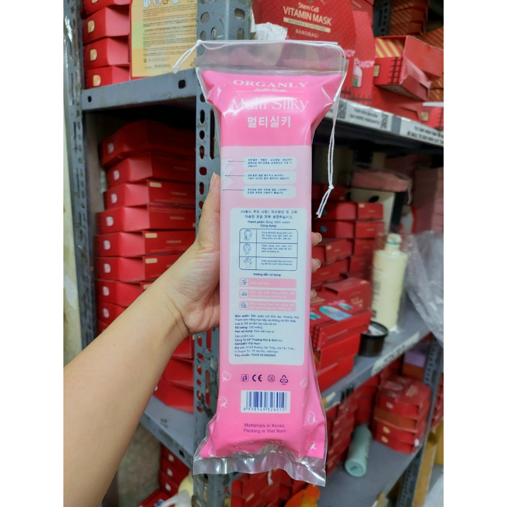 Bông Tẩy Trang Organly Multi Silky Hàn 120 miếng 100% cotton