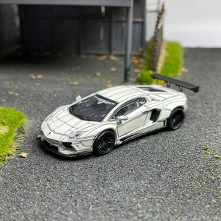 Mô hình 1:64 jec x tpc - lamborghini aventador lp700-4, lb 1.0 wild body tron white with fluorescent effect